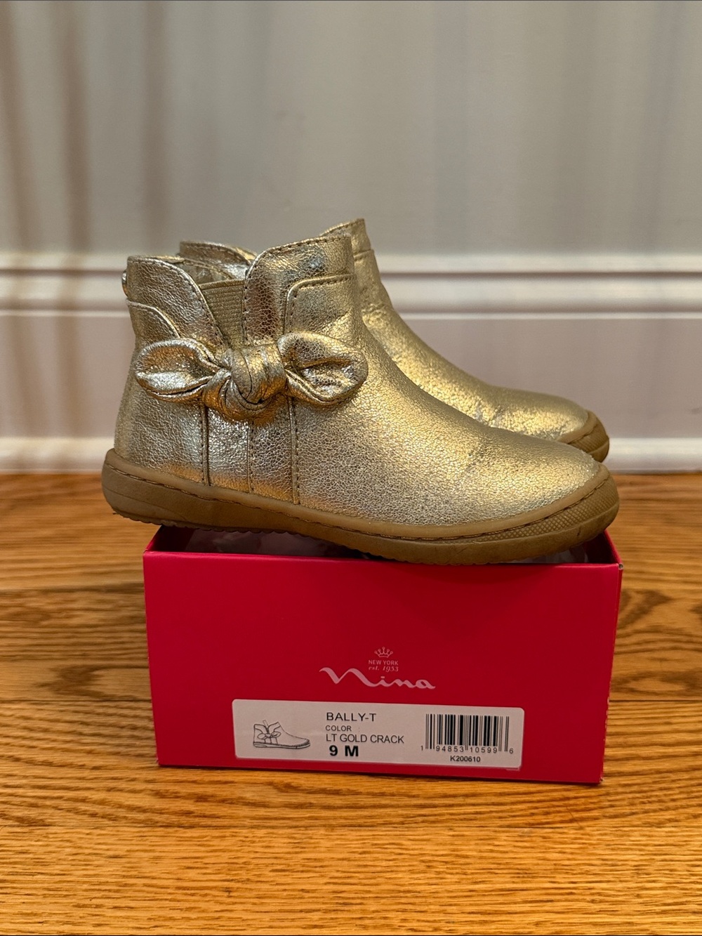 Nina kids Gold Bow Ankle Boots